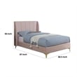 Pemberly Row Queen Bed with Tufted Wingback Headboard in Light Pink Velvet