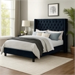 Pemberly Row King Bed with Wingback Headboard in Black Velvet Upholstery