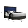 Pemberly Row Queen Bed with Slat Panel Headboard in Ash Gray and Indigo Blue