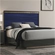 Pemberly Row Queen Bed with Slat Panel Headboard in Ash Gray and Indigo Blue