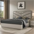 Pemberly Row King Bed with Gray Chevron Satin Upholstery and LED Lighting