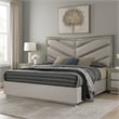 Pemberly Row King Bed with Gray Chevron Satin Upholstery and LED Lighting
