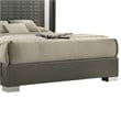 Pemberly Row King Bed with LED Headboard and Leaf Molding in Dark Gray
