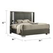 Pemberly Row Queen Bed with LED Headboard and Leaf Molding in Dark Gray