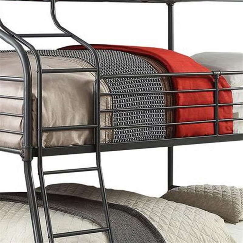 Pemberly Row Triple Bunk Bed Twin over Full over Queen in Black Metal