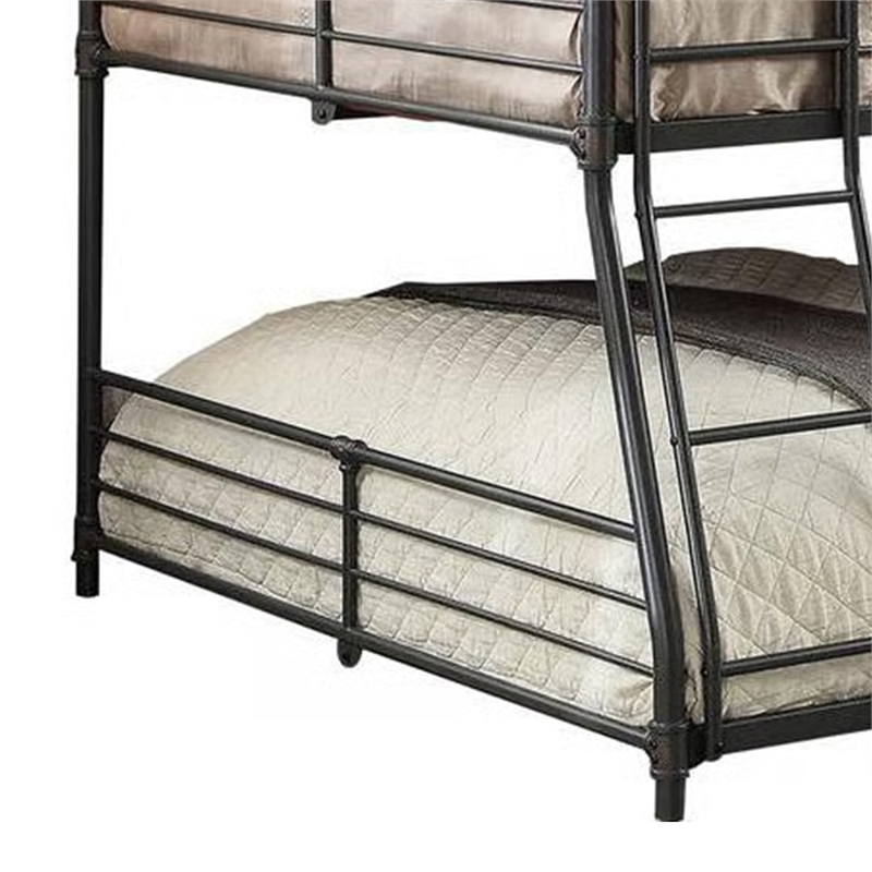 Pemberly Row Triple Bunk Bed Twin over Full over Queen in Black Metal