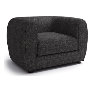 Pemberly Row Tuxedo Sofa Chair in Black Boucle with Metallic Undertones