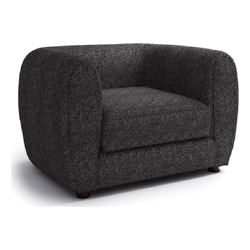 Pemberly Row Tuxedo Sofa Chair in Black Boucle with Metallic Undertones
