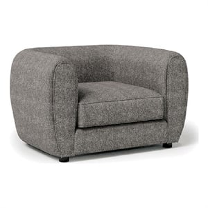 Pemberly Row Tuxedo Sofa Chair in Charcoal Gray Boucle with Metallic Tones