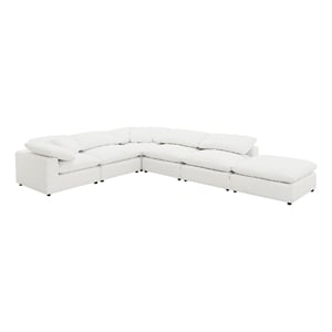 Pemberly Row 6 Piece Modular Sectional Sofa in Ivory White Boucle