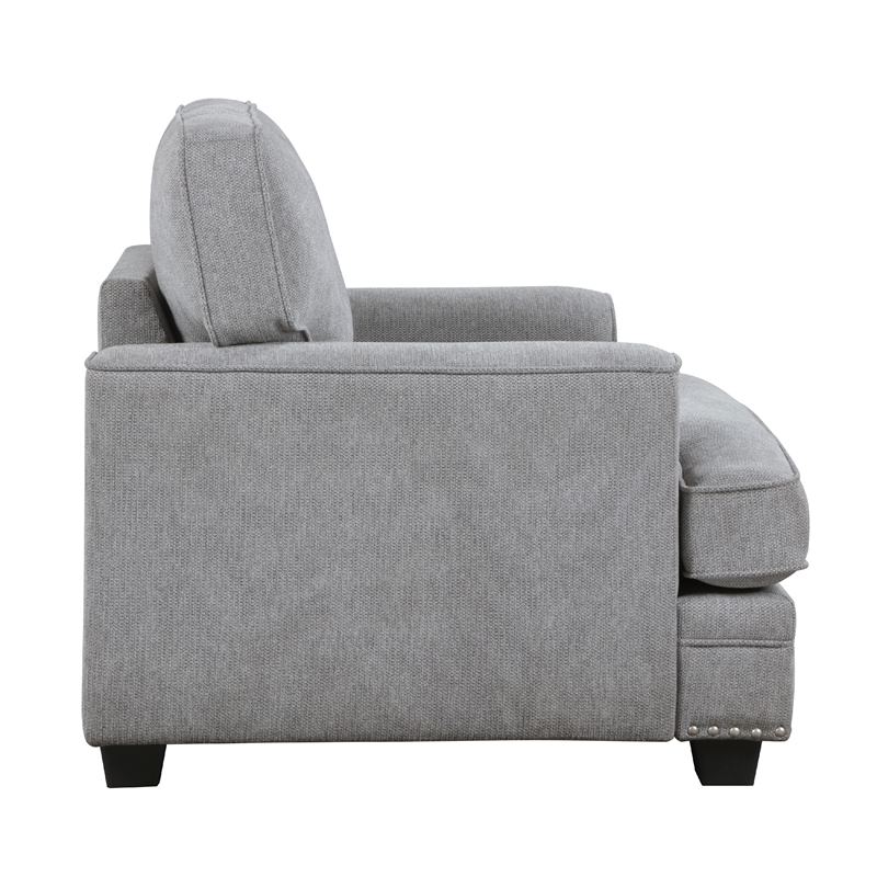 Pemberly Row Accent Armchair with Nailhead Trim in Gray Chenille