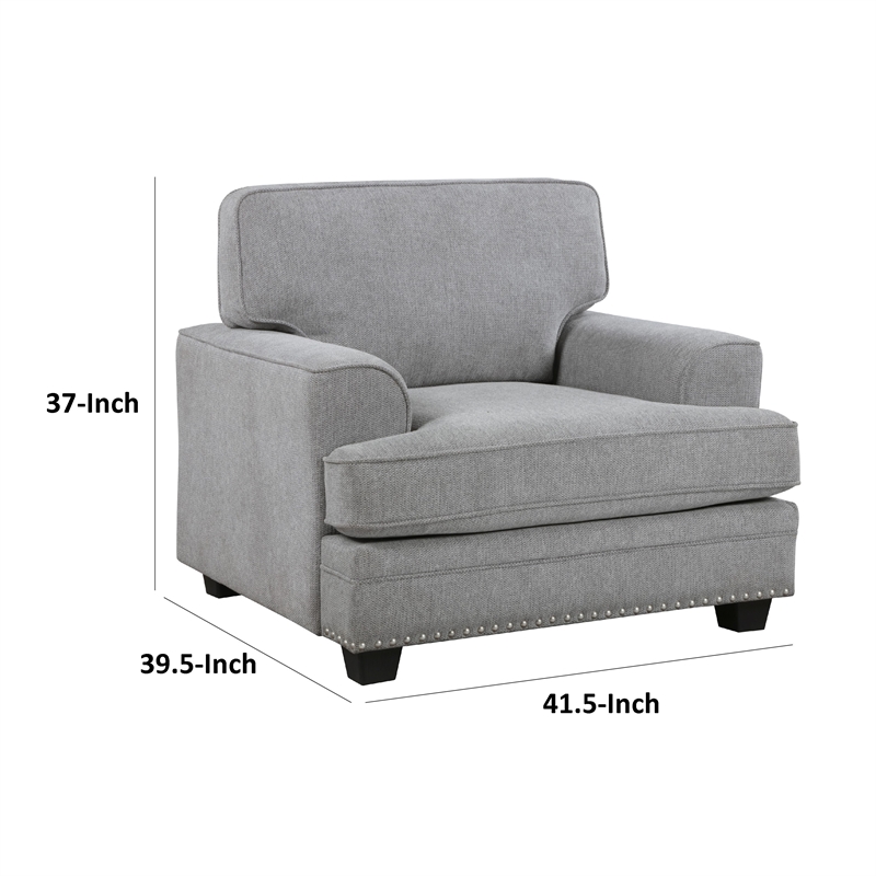 Pemberly Row Accent Armchair with Nailhead Trim in Gray Chenille