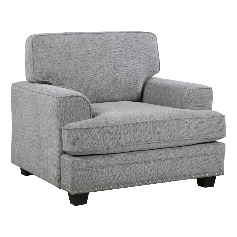 Pemberly Row Accent Armchair with Nailhead Trim in Gray Chenille