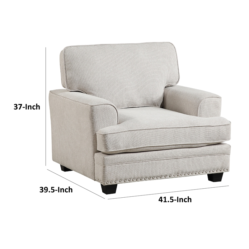 Pemberly Row Accent Armchair with Nailhead Trim in Sand Brown Chenille