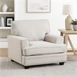 Pemberly Row Accent Armchair with Nailhead Trim in Sand Brown Chenille