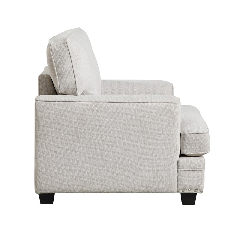 Pemberly Row Accent Armchair with Nailhead Trim in Sand Brown Chenille
