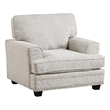 Pemberly Row Accent Armchair with Nailhead Trim in Sand Brown Chenille