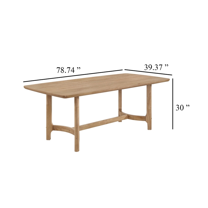 Pemberly Row 79 Inch Dining Table with Rounded Edges in Powder Brown