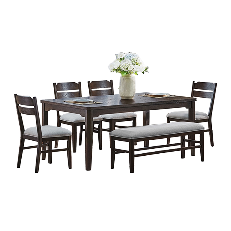 Pemberly Row 72 Inch Rectangular Dining Table with Tapered Legs in Oak Brown