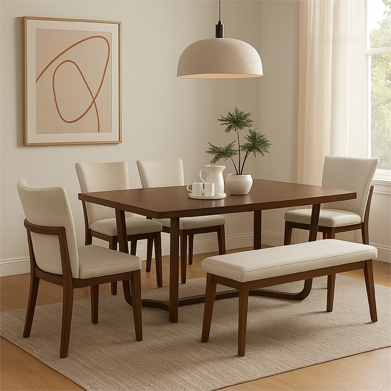 Pemberly Row 71 Inch Rectangular Dining Table in Antique Brown Solid Wood