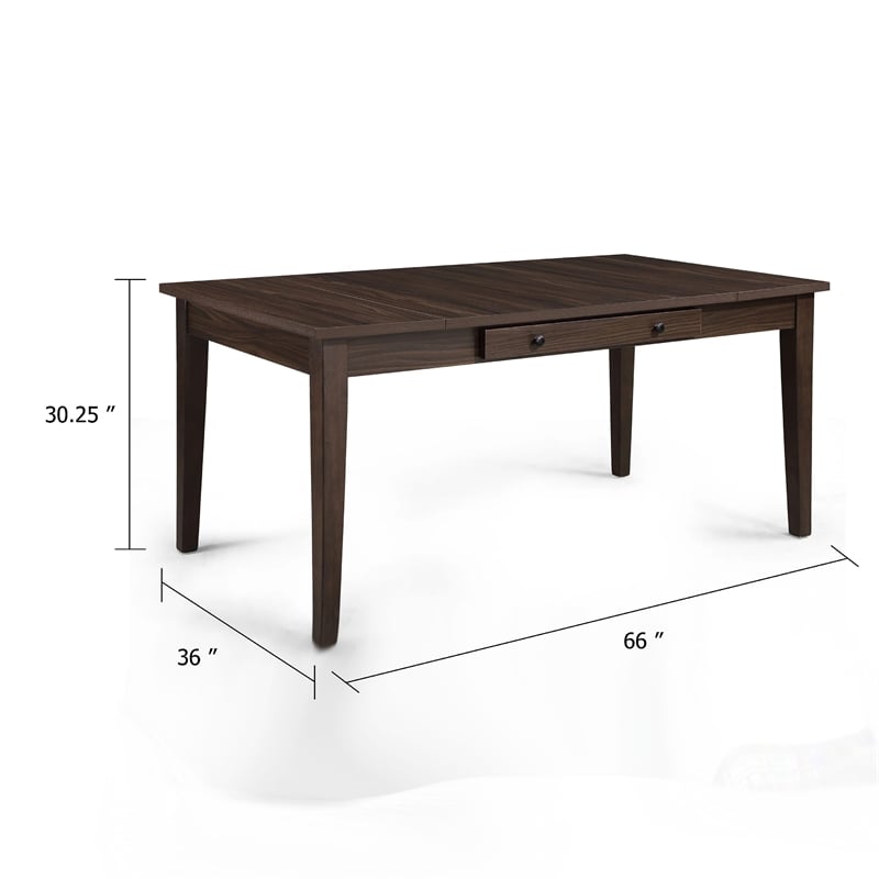 Pemberly Row 66 Inch Dining Table with Lift Top Storage and Drawers in Brown