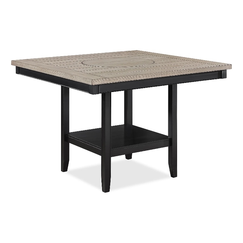 Pemberly Row 48 Inch Counter Height Dining Table with Lazy Susan in Gray