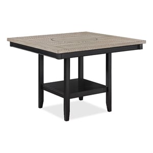 Pemberly Row 48 Inch Counter Height Dining Table with Lazy Susan in Gray