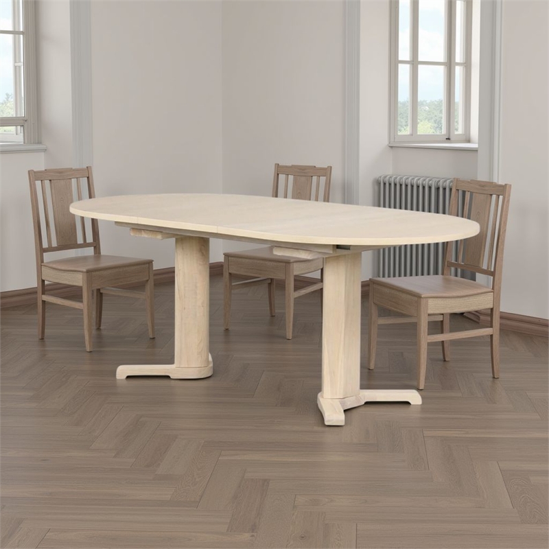 Pemberly Row Extendable Oval Dining Table with Pedestal Base in White Oak
