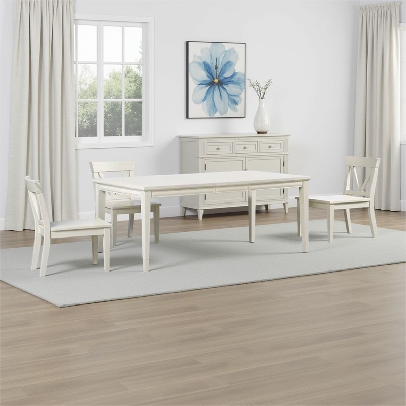 Pemberly Row 90 Inch Rectangular Dining Table in White Oak Solid Poplar