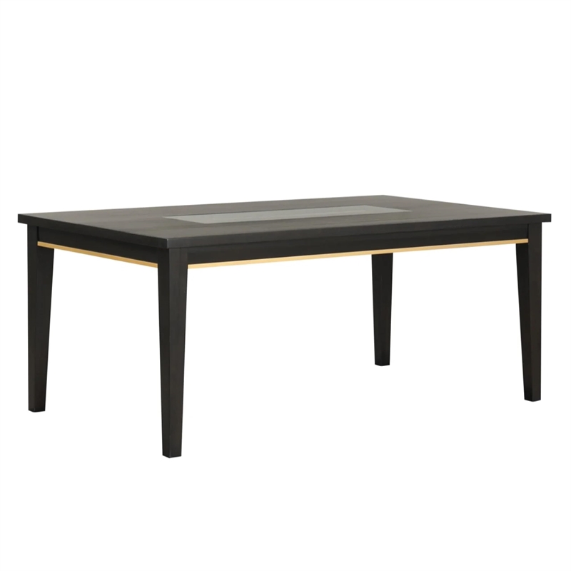 Pemberly Row 72 Inch Dining Table with Glass Top in Espresso Brown