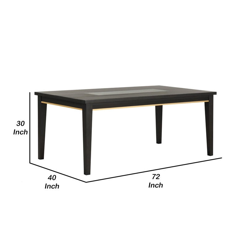 Pemberly Row 72 Inch Dining Table with Glass Top in Espresso Brown