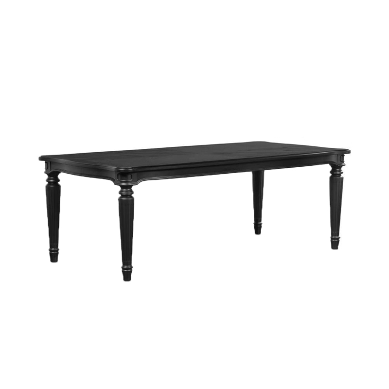 Pemberly Row Contemporary 84 Inch Dining Table with Turned Legs in Black
