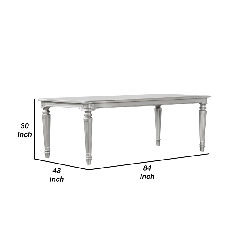 Pemberly Row 84 Inch Dining Table with Turned Legs in Silver