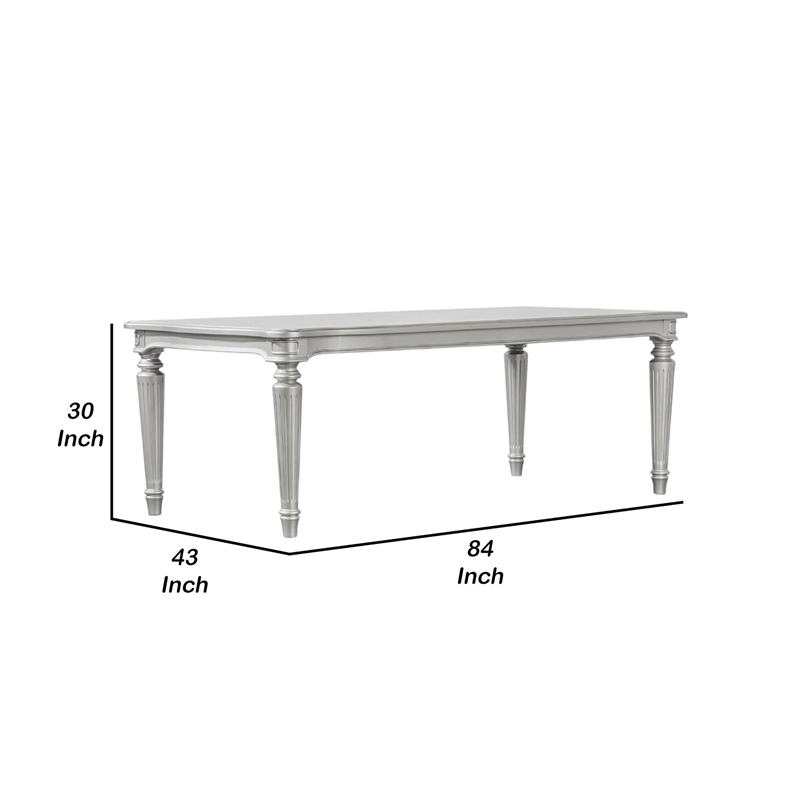 Pemberly Row 84 Inch Dining Table with Turned Legs in Silver