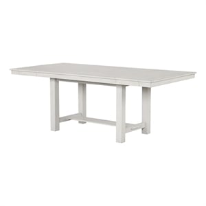 Pemberly Row Extendable Farmhouse Dining Table 60-84 Inch in Rustic White Oak