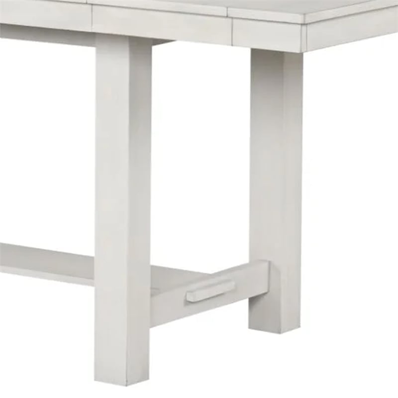 Pemberly Row Extendable Farmhouse Dining Table 60-84 Inch in Rustic White Oak