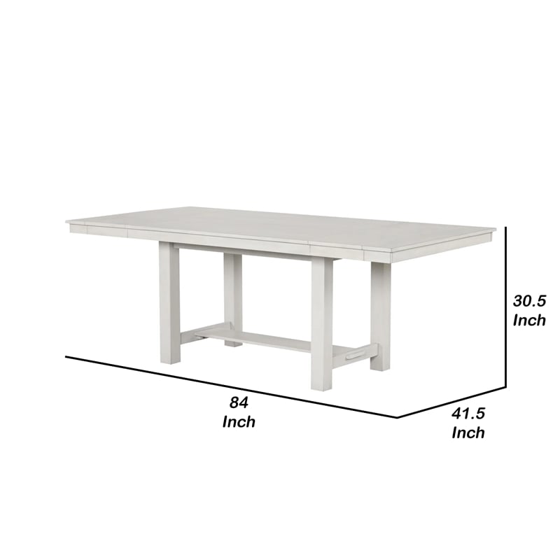 Pemberly Row Extendable Farmhouse Dining Table 60-84 Inch in Rustic White Oak