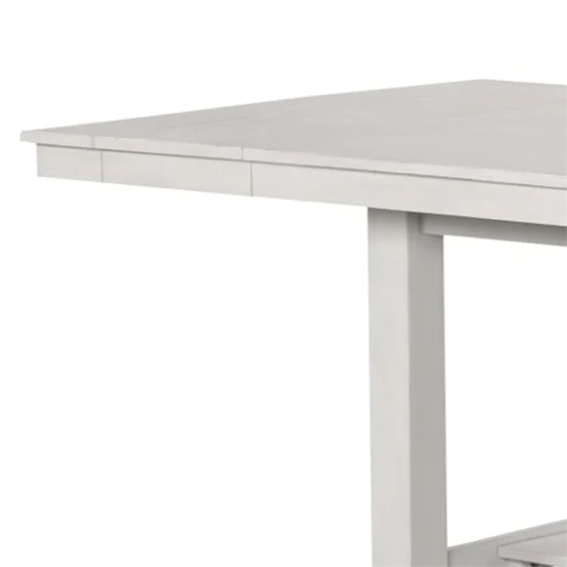 Pemberly Row Extendable Farmhouse Dining Table 60-84 Inch in Rustic White Oak