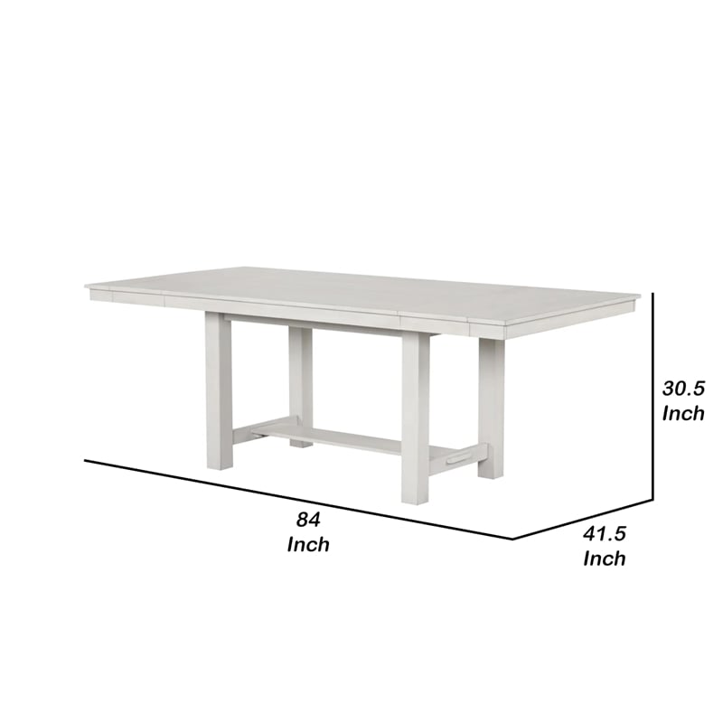 Pemberly Row Extendable Farmhouse Dining Table 60-84 Inch in Rustic White Oak