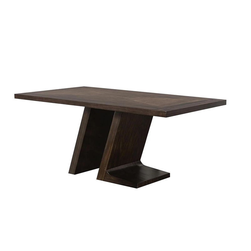 Pemberly Row 72 Inch Dining Table with Angled Pedestal Legs in Espresso Brown