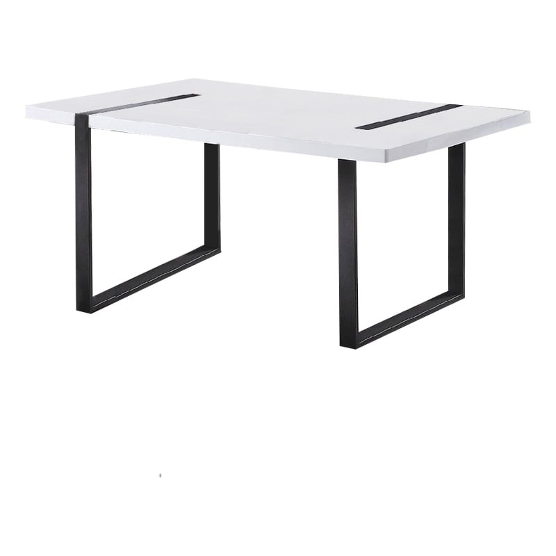 Pemberly Row 66 Inch Dining Table with High Gloss Top in White and Black
