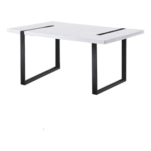 Pemberly Row 66 Inch Dining Table with High Gloss Top in White and Black