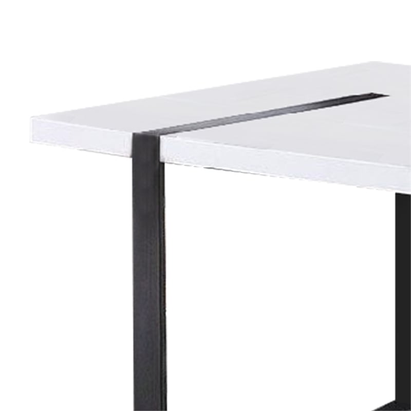 Pemberly Row 66 Inch Dining Table with High Gloss Top in White and Black