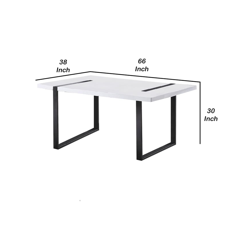 Pemberly Row 66 Inch Dining Table with High Gloss Top in White and Black