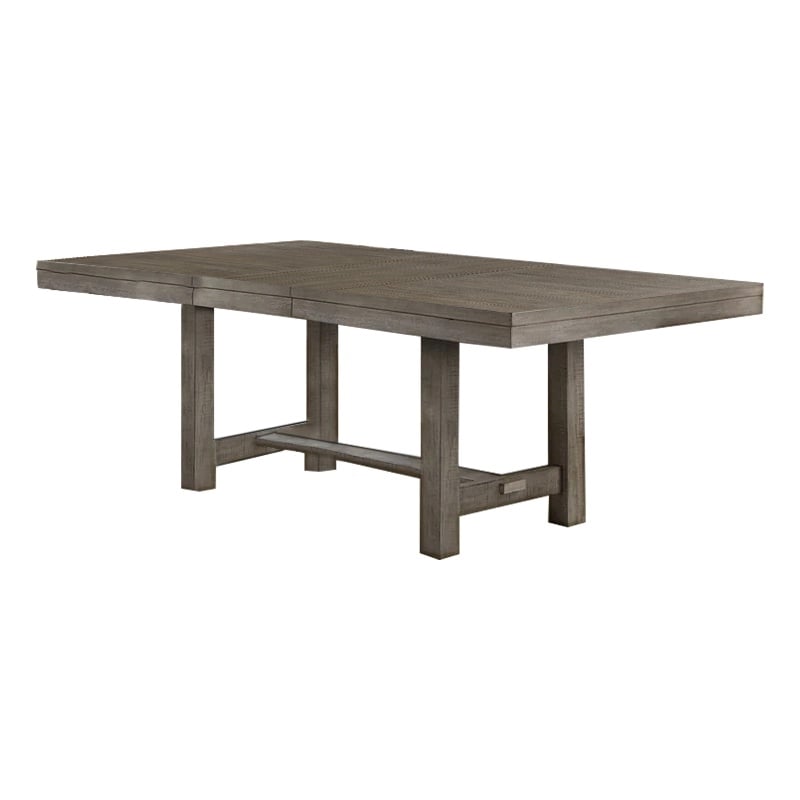 Pemberly Row 66-84 Inch Extendable Dining Table with Trestle Base in Gray