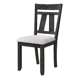 Pemberly Row Set of 2 Farmhouse Dining Chairs in Charcoal Black and Gray