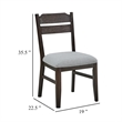 Pemberly Row Set of 2 Dining Chairs with Curved Back in Dove Gray and Oak