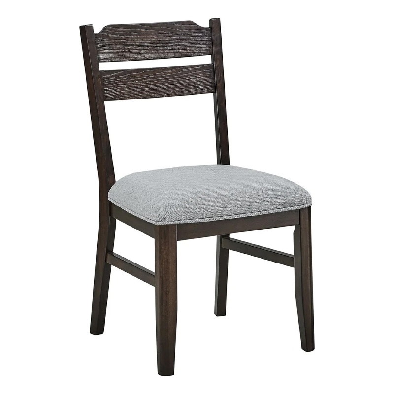Pemberly Row Set of 2 Dining Chairs with Curved Back in Dove Gray and Oak