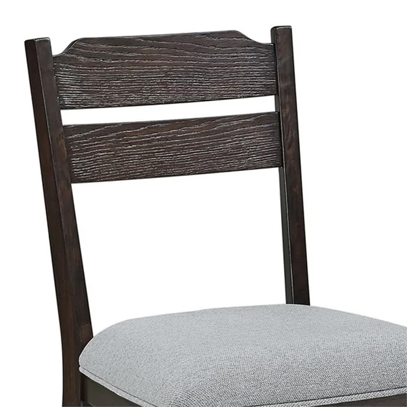 Pemberly Row Set of 2 Dining Chairs with Curved Back in Dove Gray and Oak