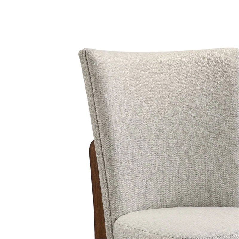 Pemberly Row Set of 2 Dining Chairs in Beige Fabric and Antique Brown Wood